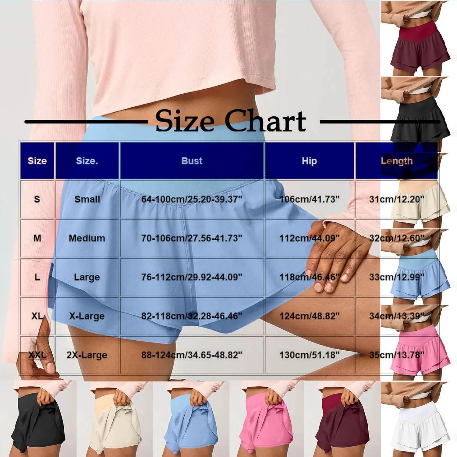 2 in 1 Running Shorts for Women Flowy High Waisted Athletic Shorts Double Layered Ruffle Workout Tennis Skirt Skorts