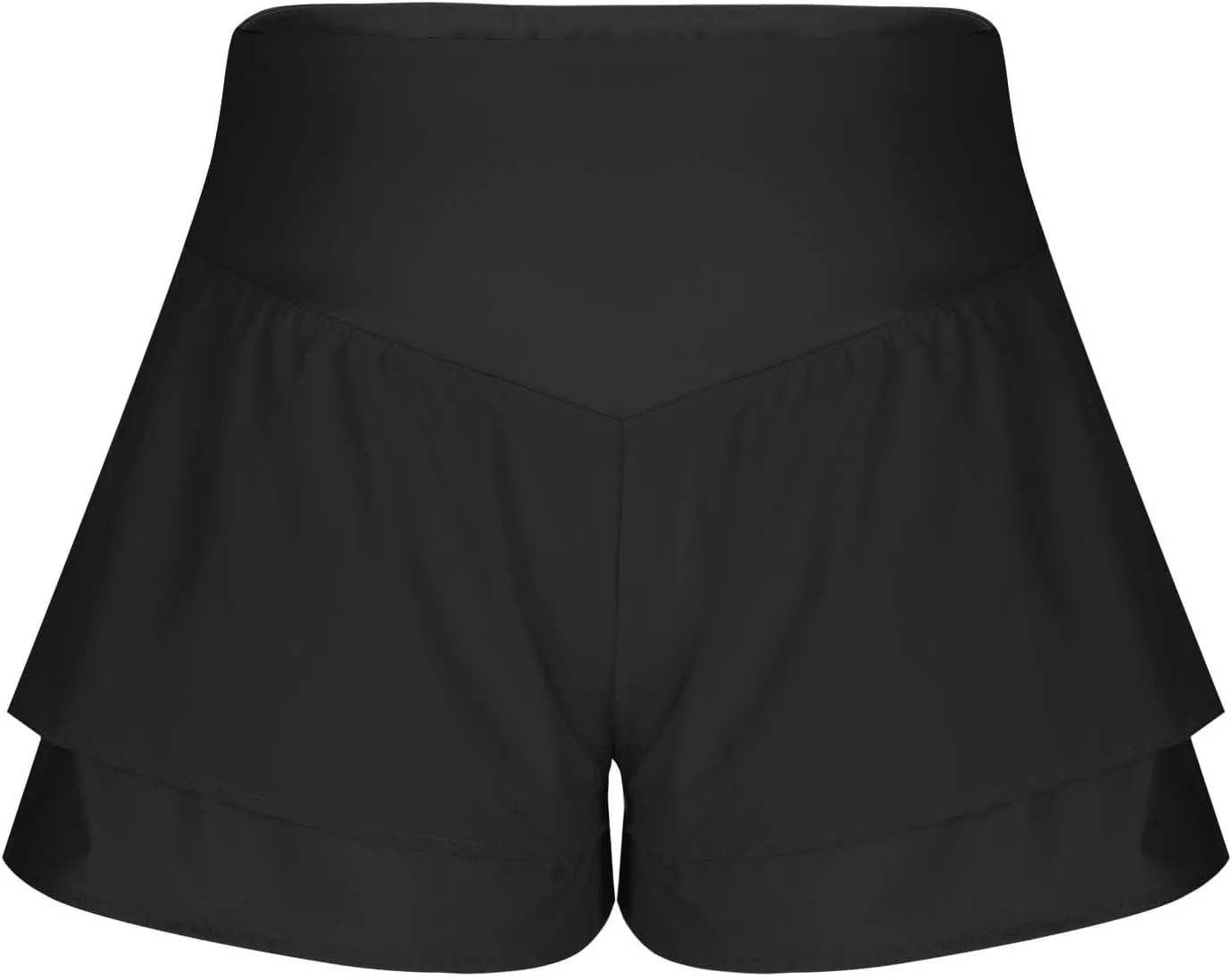 2 in 1 Running Shorts for Women Flowy High Waisted Athletic Shorts Double Layered Ruffle Workout Tennis Skirt Skorts