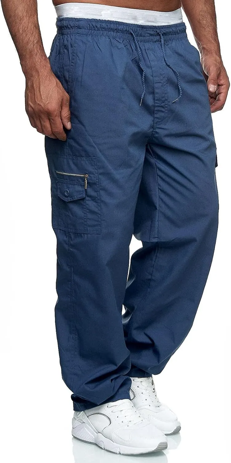 2024 Men's Baggy Cargo Pants Loose Sport Hiking Pants Stylish Casual Work Jogger Sweatpants Outdoor Trousers Pockets