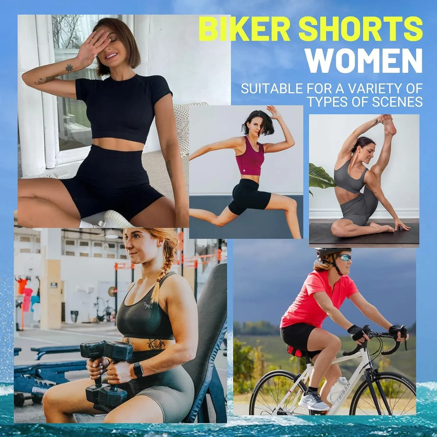 3 Pack Biker Shorts with Pockets for Women  8"/5" High Waisted Tummy Control Workout Spandex Shorts for Gym Yoga