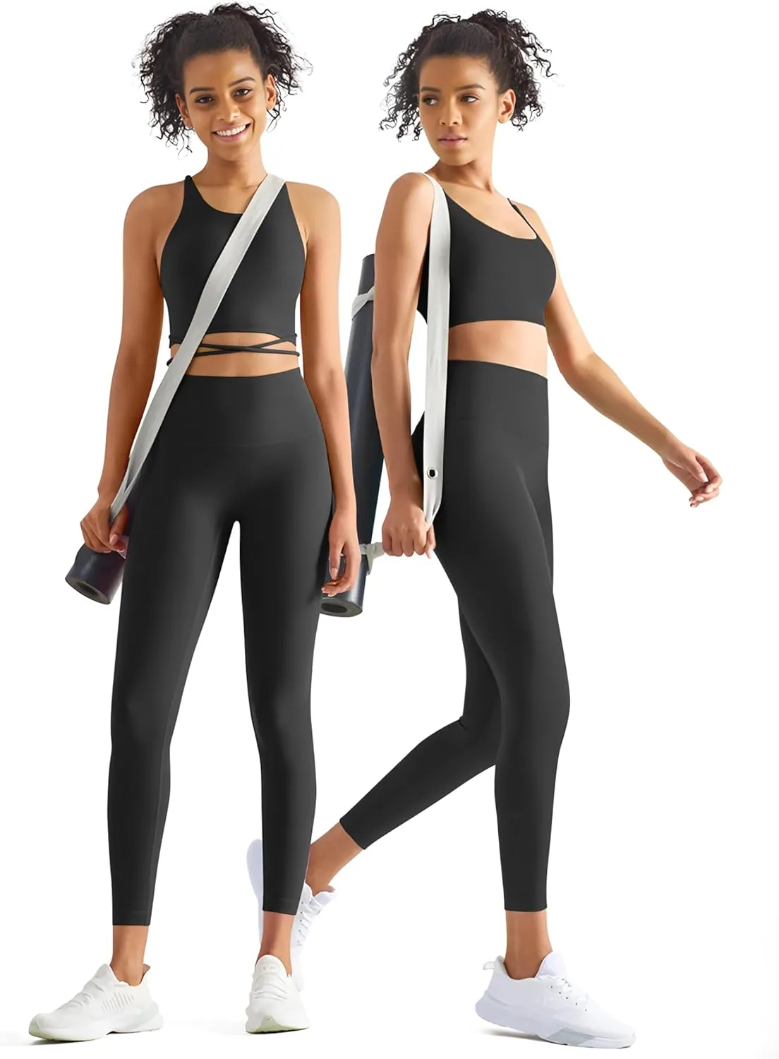 3 Pack Leggings with Pockets for Women,Butt Lift High Waisted Tummy Control Workout Yoga Pants Reg & Plus Size