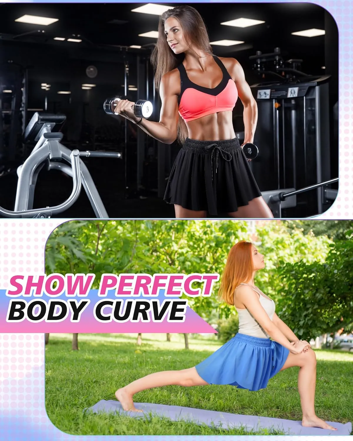 3 Pcs Flowy Running Shorts for Women 2 in 1 Butterfly Shorts with Pockets Spandex Liner Athletic Workout