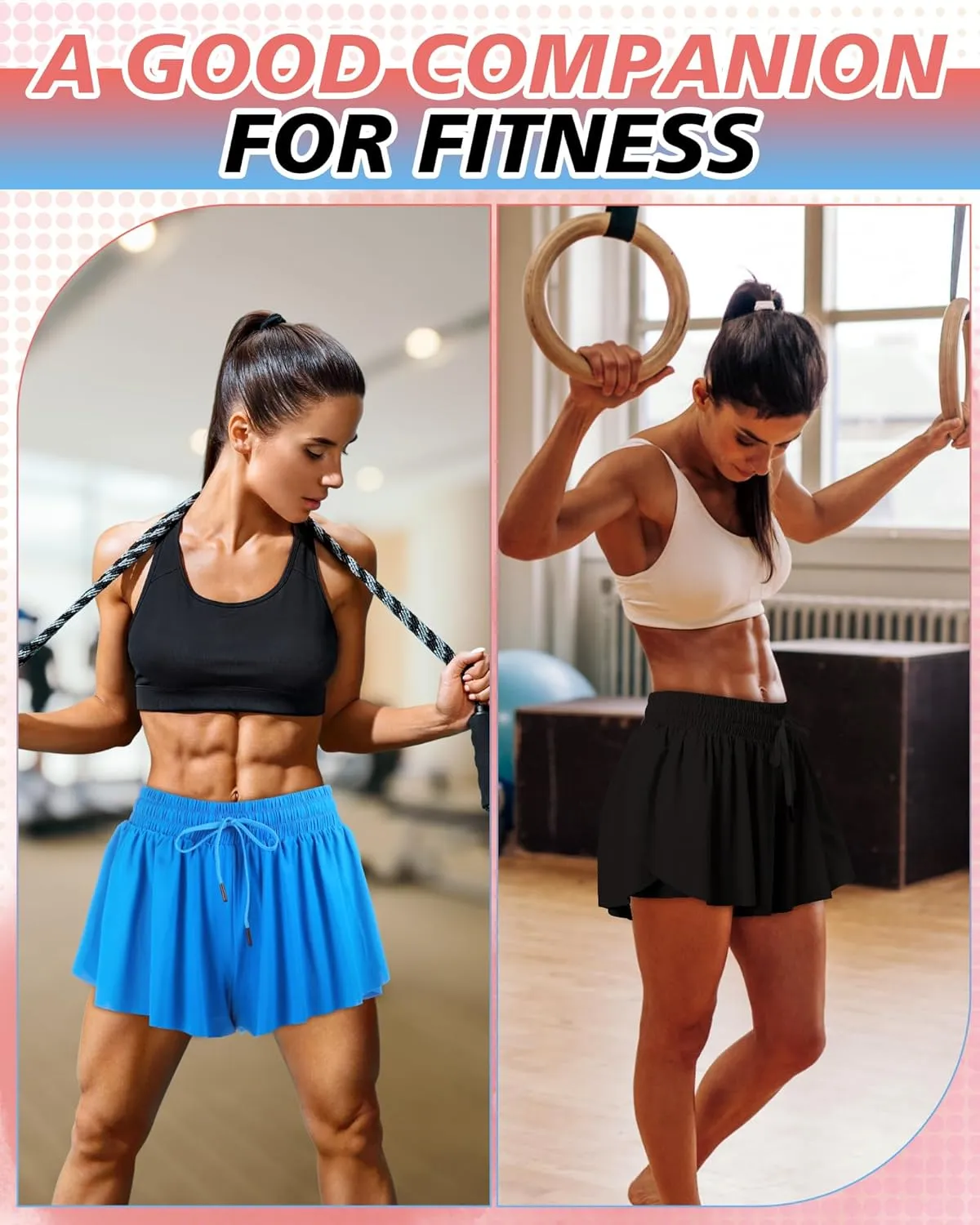 3 Pcs Flowy Running Shorts for Women 2 in 1 Butterfly Shorts with Pockets Spandex Liner Athletic Workout