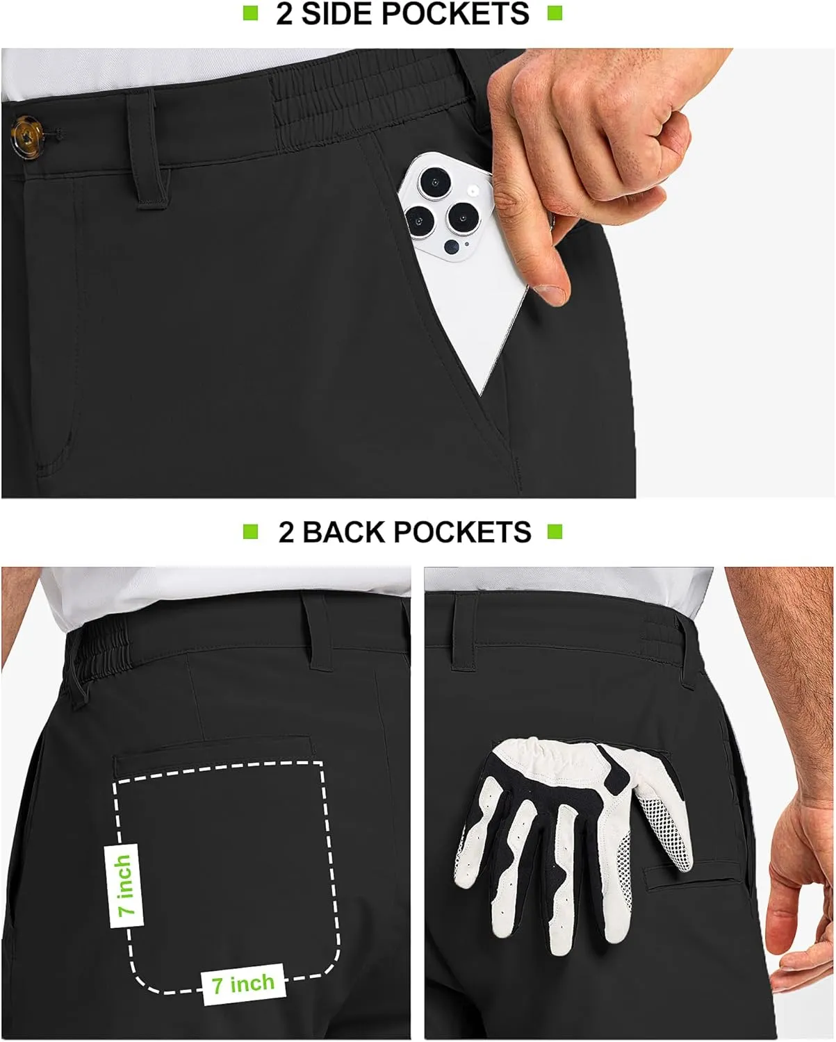 33,000ft Men's Golf Shorts 9" Dry Fit Stretch Golf Short UPF 50  Lightweight Flat Front Golf Shorts with Pockets