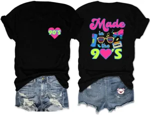 80s 90s Shirts for Women Made in The 80s 90s Letter Print Tshirts Birthday Vintage Music Graphic Tee