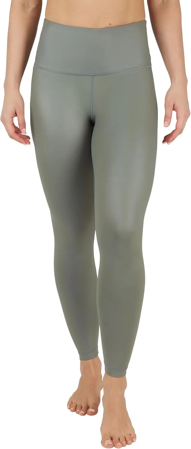 90 Degree By Reflex Womens High Waist High Shine Faux Leather Ankle Leggings