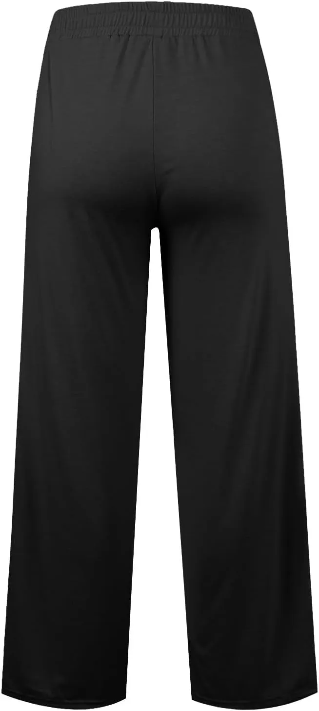 ADHOWBEW Sweat Pants for Womens 2025 Wide Leg High Rise Casual Trendy Elastic Waist Comfy Athletic Joggers