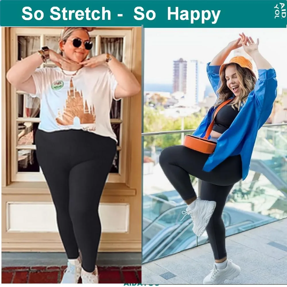 AIDAYOU Women Plus Size Leggings Thicken Super Stretch - Tummy Control- High Waist- Casual Every Day