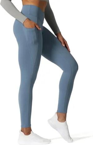 Aoxjox Trinity High Waisted Yoga Pants with Pockets for Women Tummy Control Cross-Waist Buttery Soft Workout Leggings 26"