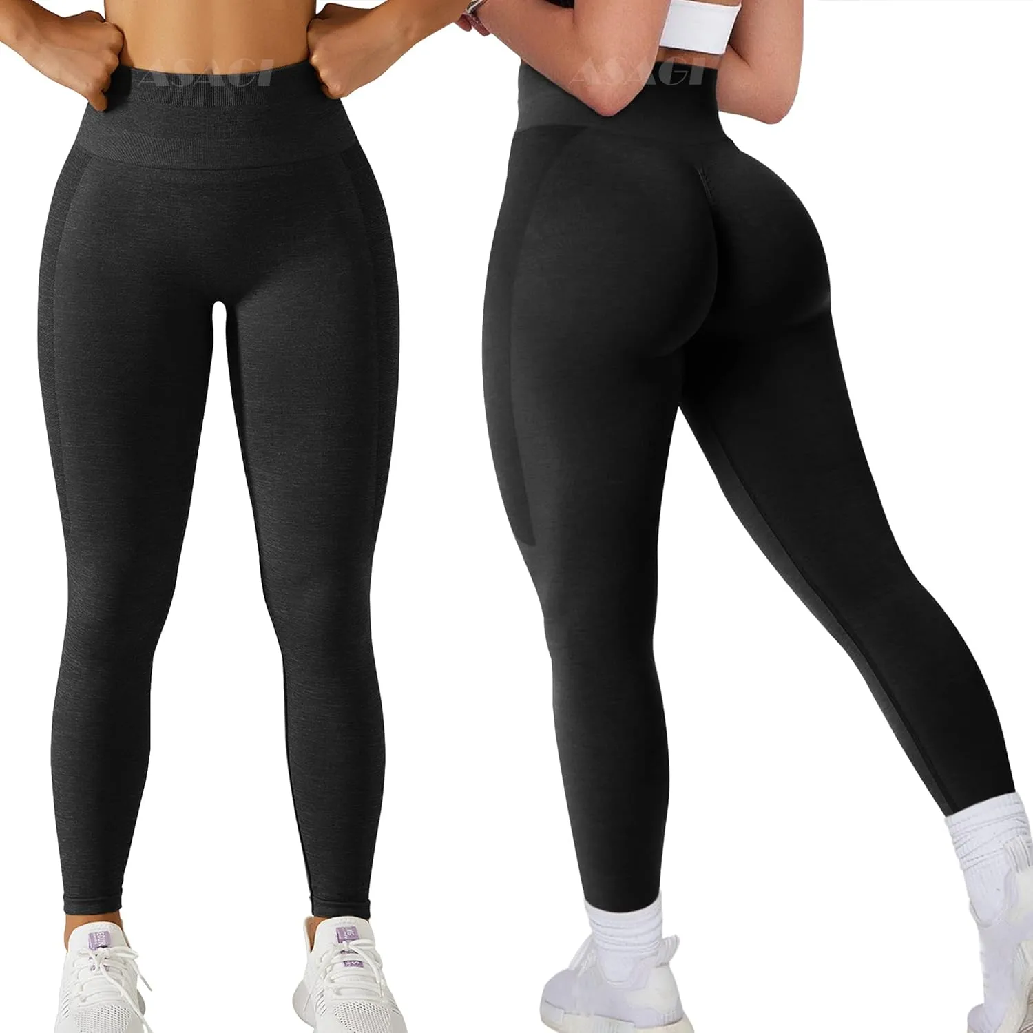 ASAGI Scrunch Butt Lifting Workout Leggings for Women High Waist Yoga Pants Amplify Gym Seamless Booty Tights