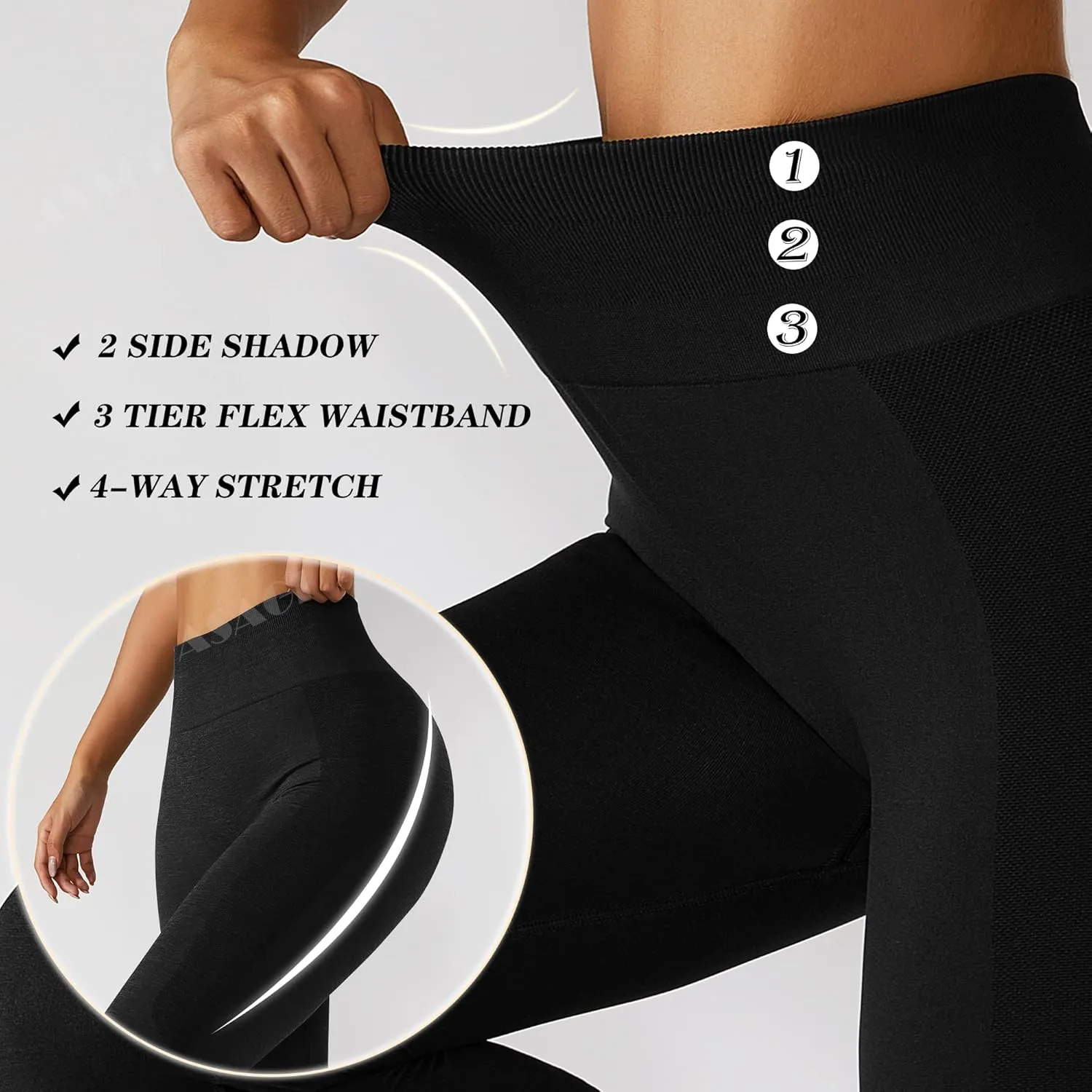 ASAGI Scrunch Butt Lifting Workout Leggings for Women High Waist Yoga Pants Amplify Gym Seamless Booty Tights