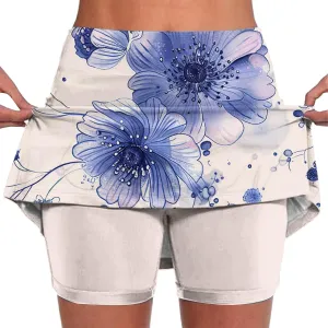 Athletic Skort for Women Summer Boho Floral Print Mini Skirts with Built in Shorts High Waist Workout Shorts