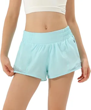 Aurefin Girls Athletic Shorts, Lightweight Running Shorts for Teen Girls Kids Sports Active Short with Zip Pocket and Elastic