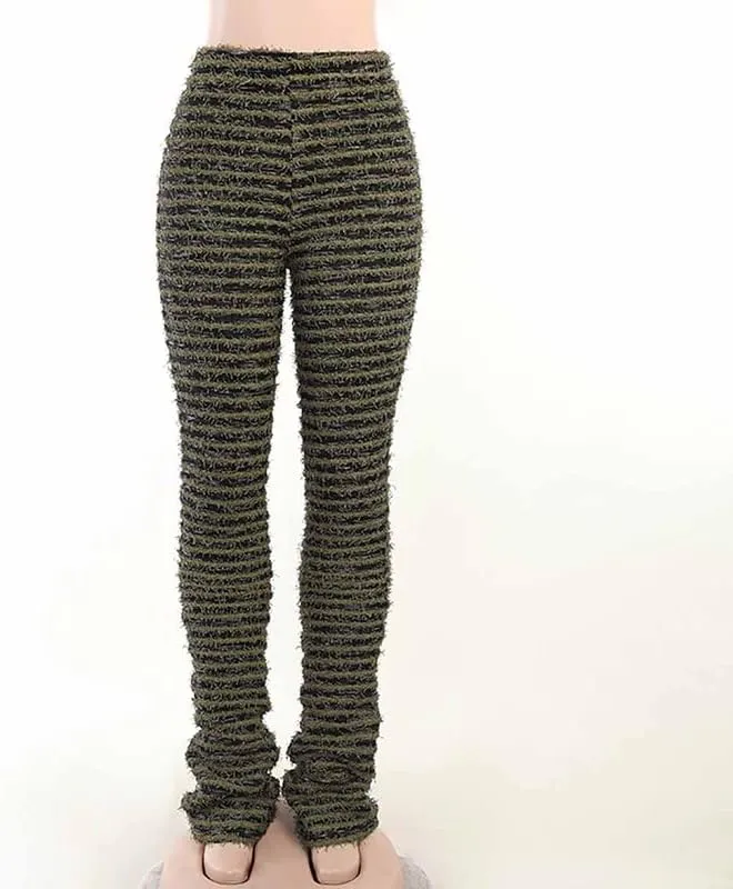 BAIMORE Women's High Waisted Leggings Elastic Waist Sweatpants Striped Graphic Pants Trousers