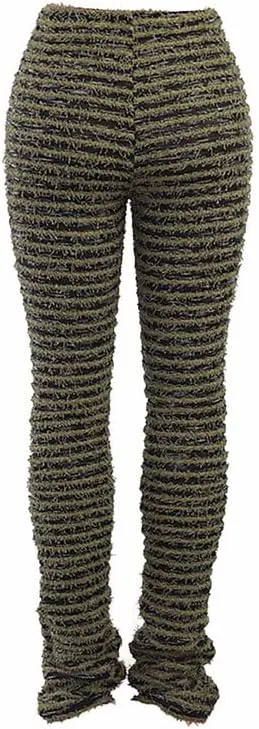 BAIMORE Women's High Waisted Leggings Elastic Waist Sweatpants Striped Graphic Pants Trousers