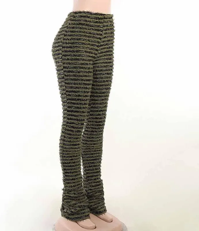BAIMORE Women's High Waisted Leggings Elastic Waist Sweatpants Striped Graphic Pants Trousers