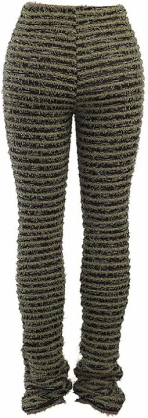 BAIMORE Women's High Waisted Leggings Elastic Waist Sweatpants Striped Graphic Pants Trousers