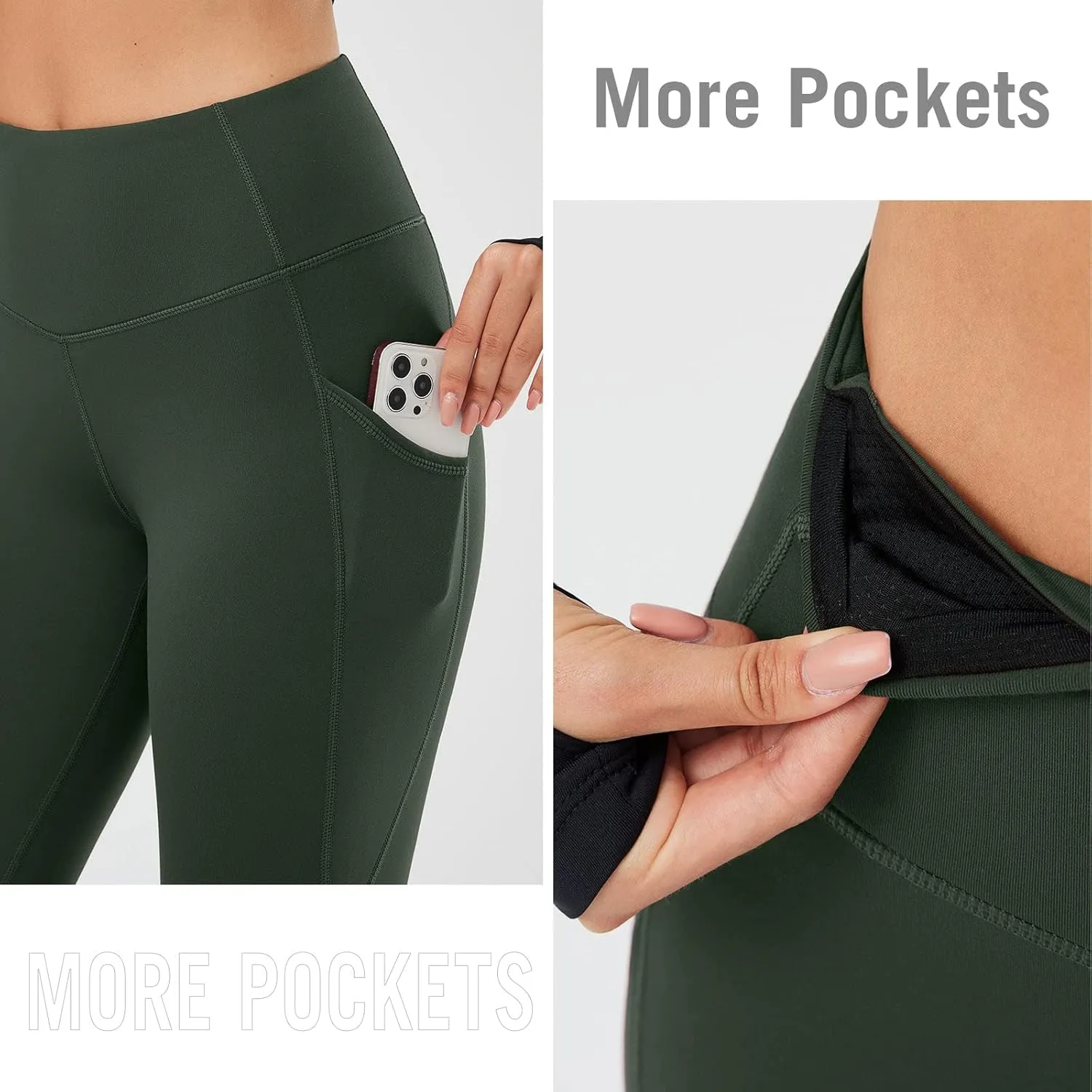 baleaf Women's Fleece Lined Leggings Thermal Warm Winter Tights High Waisted Yoga Pants Cold Weather with Pockets