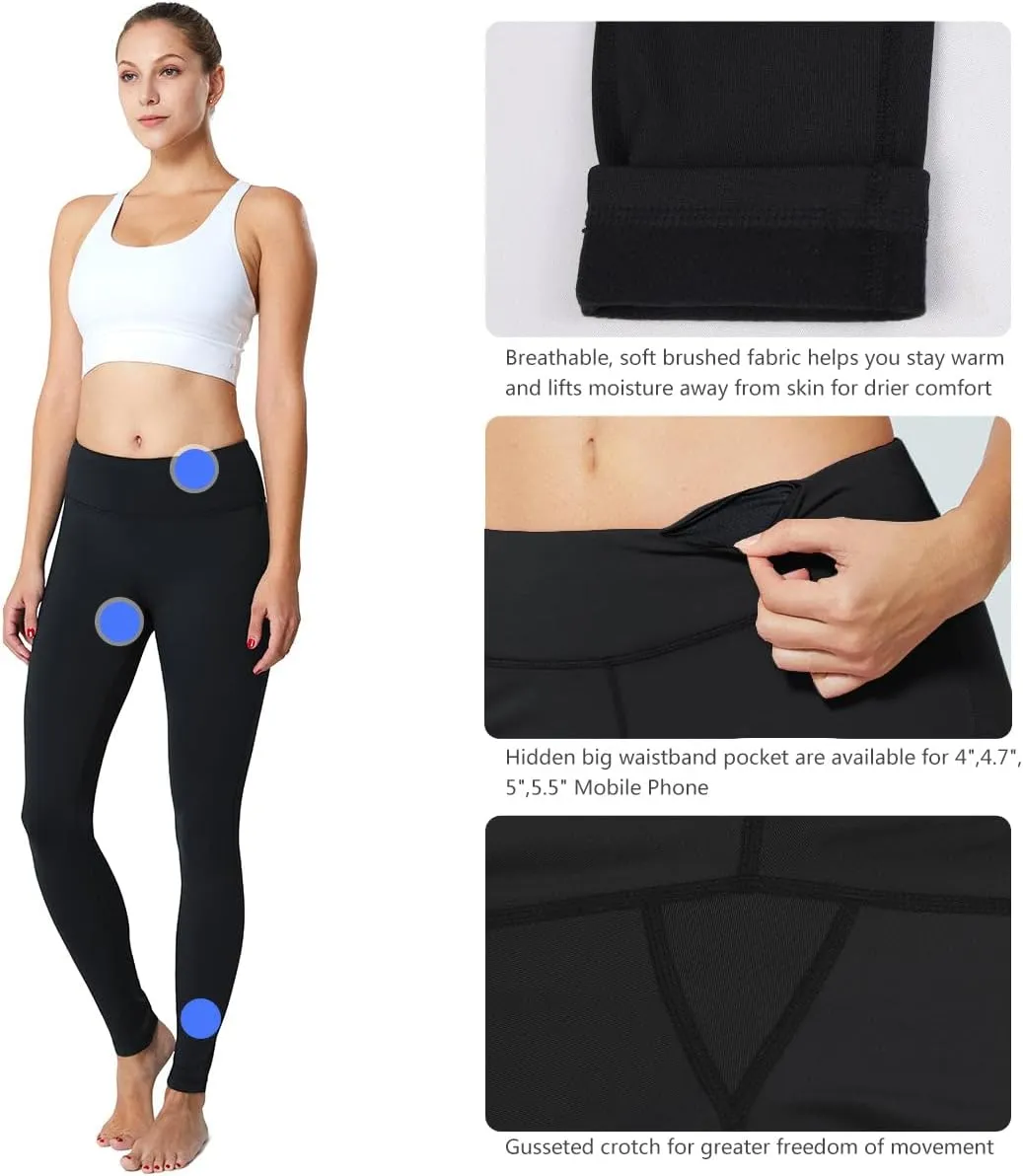 baleaf Women's Fleece Lined Leggings Thermal Warm Winter Tights High Waisted Yoga Pants Cold Weather with Pockets