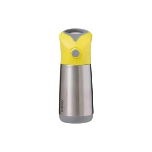 B.Box Insulated Straw Sipper Drink Water Bottle 350ml - Lemon Sherbet Yellow Grey