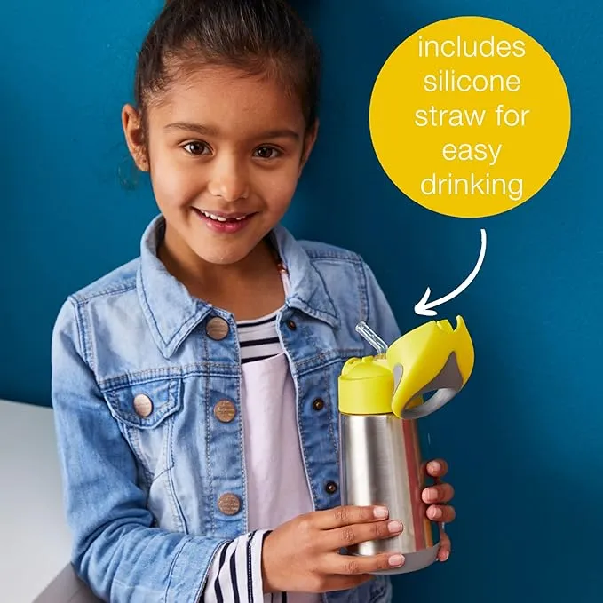 b.box Insulated Straw Sipper Drink Water Bottle 350ml - Ocean Breeze Blue Green