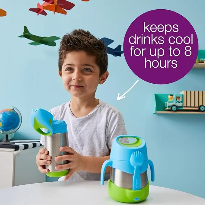 b.box Insulated Straw Sipper Drink Water Bottle 350ml - Ocean Breeze Blue Green