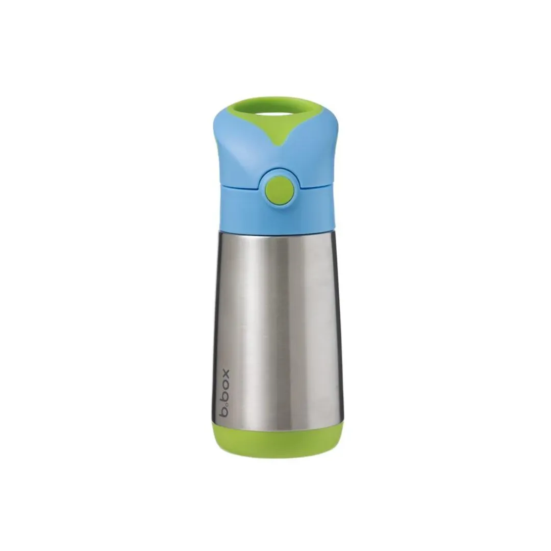 b.box Insulated Straw Sipper Drink Water Bottle 350ml - Ocean Breeze Blue Green