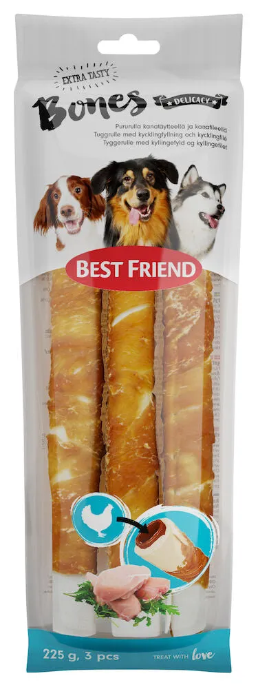 Best Friend Bones chew roll with chicken filling and chicken fillet