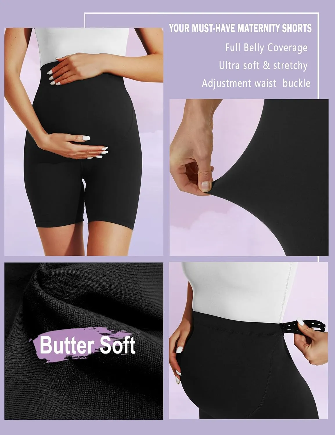 BONVIGOR Maternity Shorts Over The Belly-5" Biker Workout Yoga Active Athletic Pregnancy Short Pants Lounge Pajama