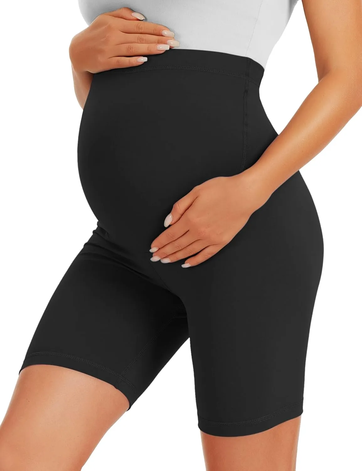 BONVIGOR Maternity Shorts Over The Belly-5" Biker Workout Yoga Active Athletic Pregnancy Short Pants Lounge Pajama