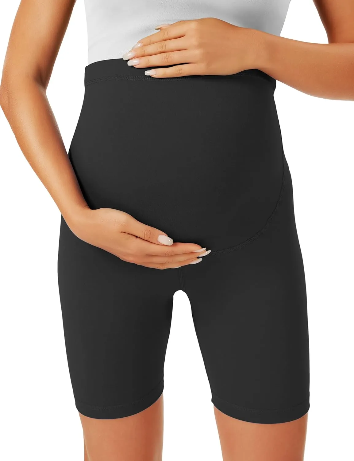 BONVIGOR Maternity Shorts Over The Belly-5" Biker Workout Yoga Active Athletic Pregnancy Short Pants Lounge Pajama