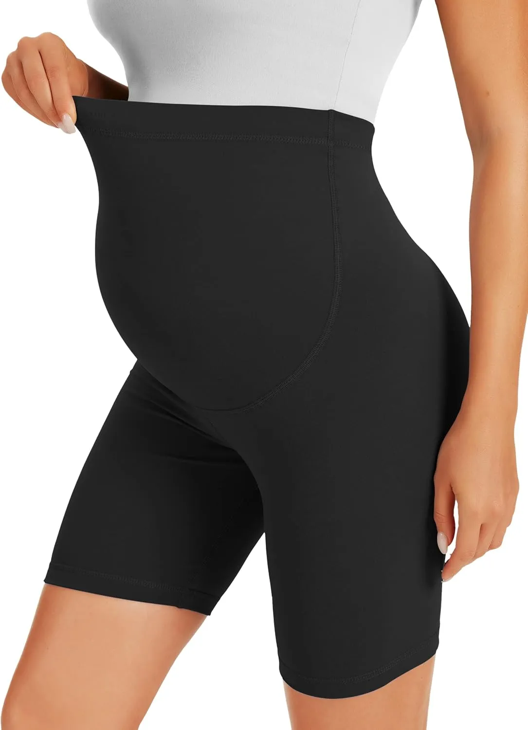 BONVIGOR Maternity Shorts Over The Belly-5" Biker Workout Yoga Active Athletic Pregnancy Short Pants Lounge Pajama
