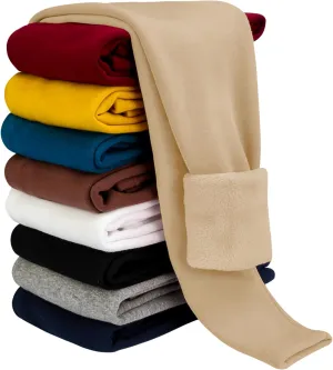 BOOPH Girls Winter Leggings Fleece Lined Toddler Kids Basic Full Length Pants