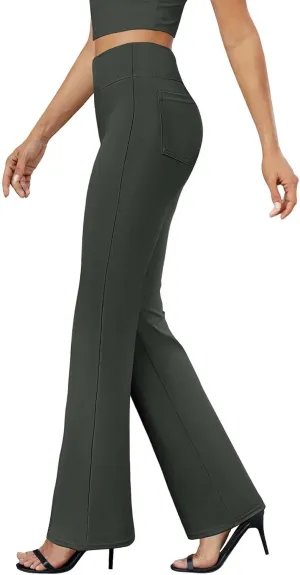 Bootcut Dress Pants for Women High Waisted Business Trousers Casual Work Pant Pull On Office Slacks with Pockets 2025
