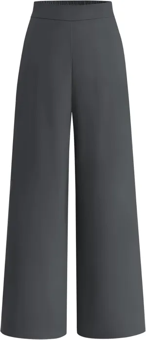 BTFBM Womens Wide Leg Pants Dressy Casual Elastic High Waisted Palazzo Business Lounge Trousers with Pockets