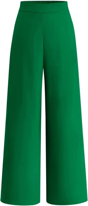 BTFBM Womens Wide Leg Pants Dressy Casual Elastic High Waisted Palazzo Business Lounge Trousers with Pockets
