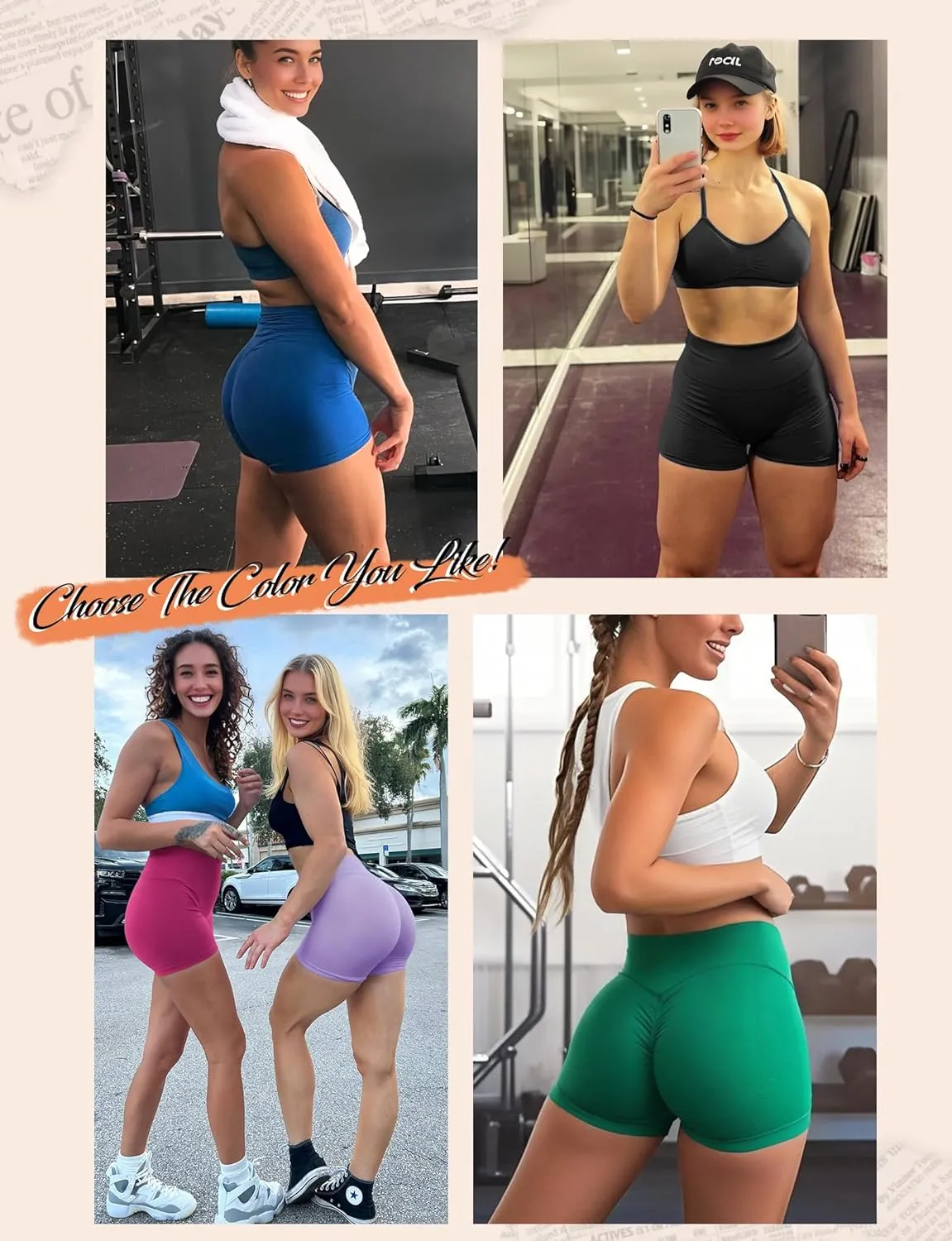 Buauty Women Workout Shorts 3.6" Butt Lifting High-Waisted Seamless Pants Scrunch Booty Athletic Gym Yoga Biker Shorts