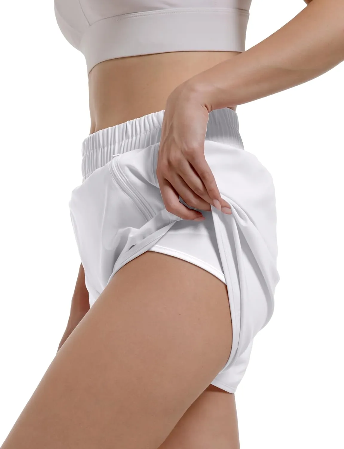 Buauty Womens Athletic Running Shorts with Zipper Pocket Workout Gym High Waisted Quick Dry Yoga Hiking Active Shorts