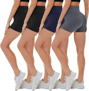CAMPSNAIL 4 Pack Biker Shorts for Women High Waist - 5"/8" Tummy Control Soft Athletic Yoga Workout Running Gym Shorts