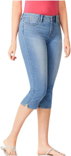 Capri Jeans for Women Trendy High Waisted Slim Split Hem Stretch Denim Jean Capris Cropped Pants Casual Summer