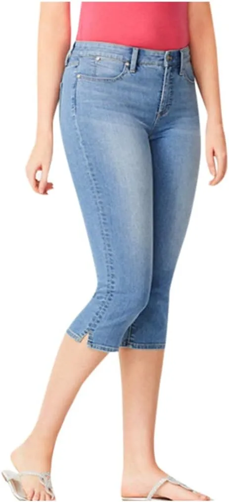 Capri Jeans for Women Trendy High Waisted Slim Split Hem Stretch Denim Jean Capris Cropped Pants Casual Summer