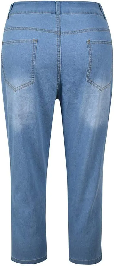 Capri Jeans for Women Trendy High Waisted Slim Split Hem Stretch Denim Jean Capris Cropped Pants Casual Summer