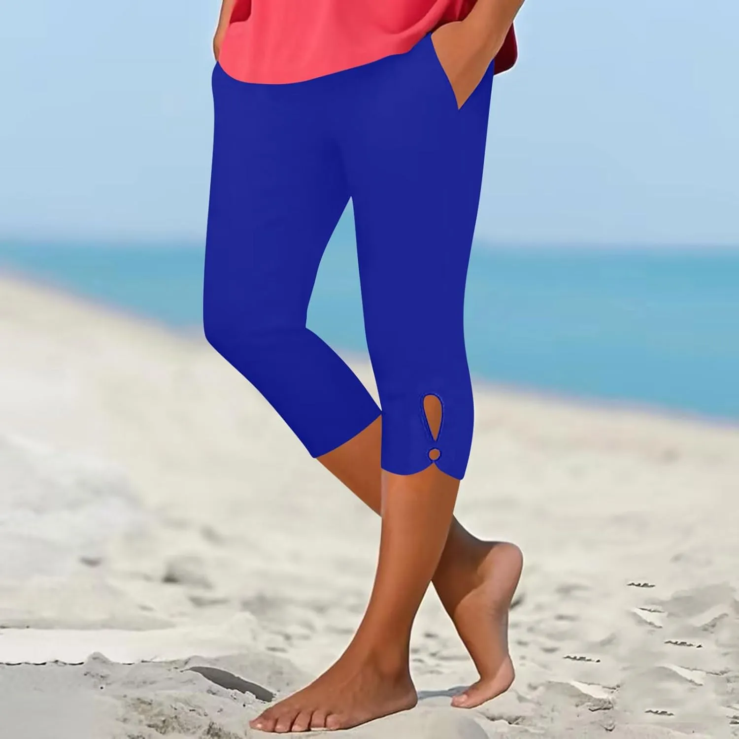 Capri Leggings for Women 2025 Summer Stretch Plus Size High Waisted Soft Casual Workout Yoga Pants with Pockets