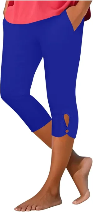 Capri Leggings for Women 2025 Summer Stretch Plus Size High Waisted Soft Casual Workout Yoga Pants with Pockets