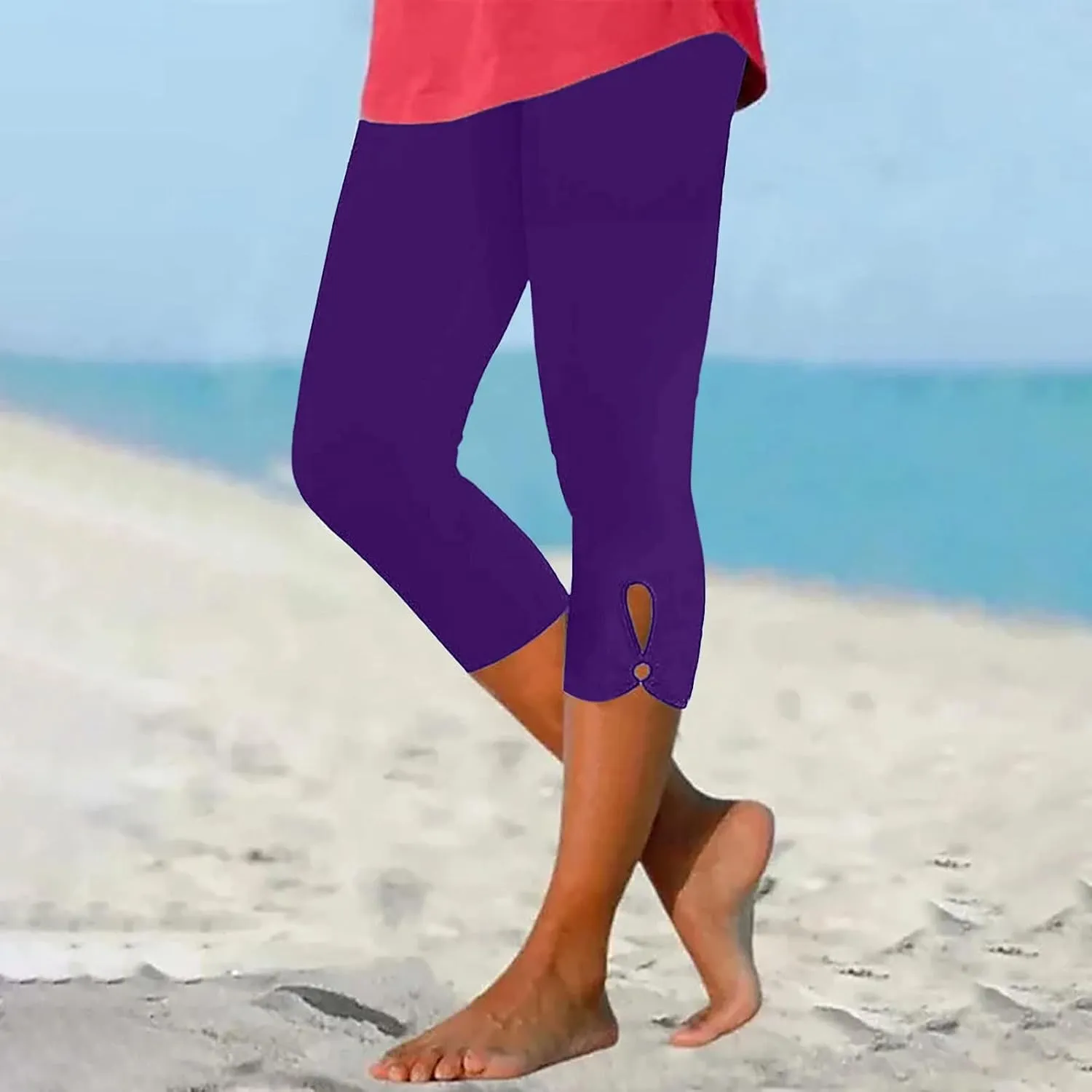 Capri Pants for Women Summer Dressy Comfy Stretchy Leggings Cropped High Waist Yoga Pants Workout Compression Pants
