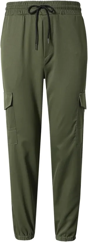 Cargo Pants for Men Casual Lightweight Jogger Elastic Waist Drawstring Sweatpants Athletic Hiking Pants with Pockets