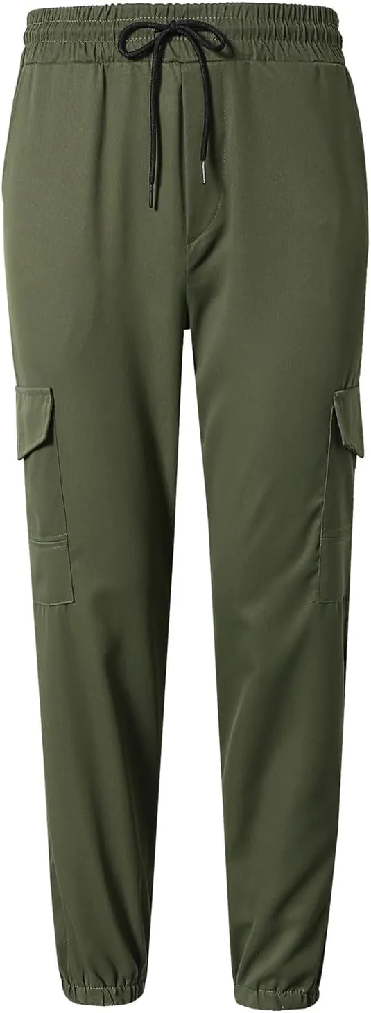 Cargo Pants for Men Casual Lightweight Jogger Elastic Waist Drawstring Sweatpants Athletic Hiking Pants with Pockets