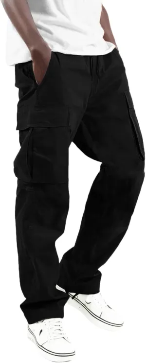 Cargo Pants for Men Elastic Waist Joggers Running Workout Gym Track Golf Pants Multi-Pocket Trousers