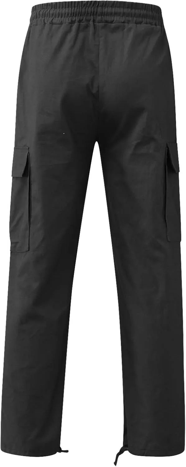 Cargo Pants for Men Elastic Waist Joggers Running Workout Gym Track Golf Pants Multi-Pocket Trousers