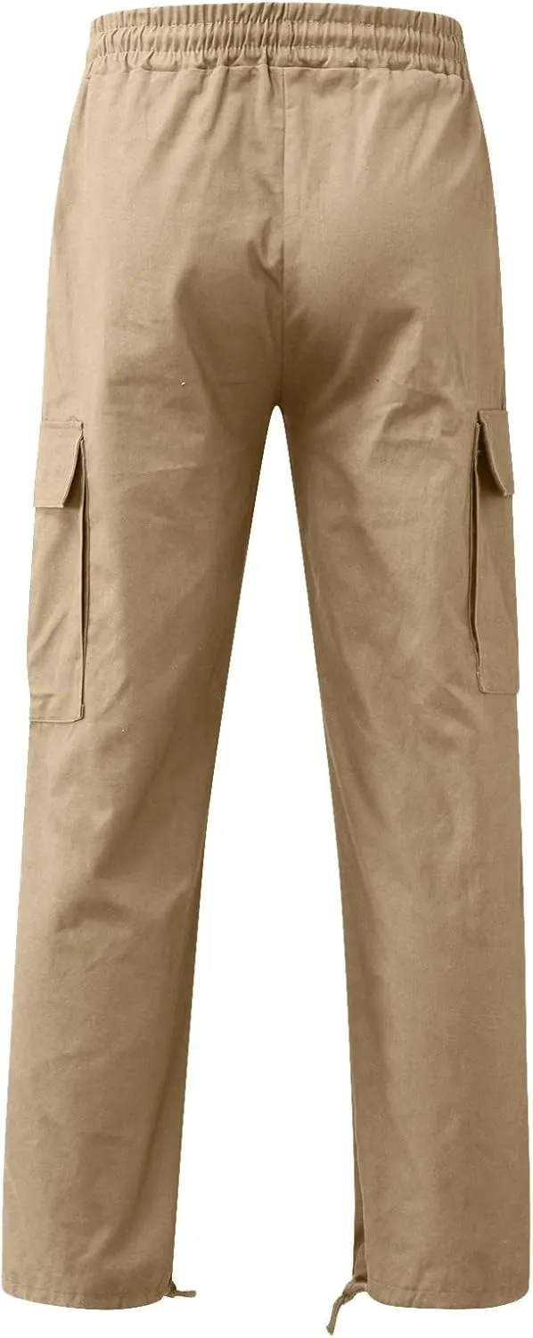 Cargo Pants for Men Elastic Waist Joggers Running Workout Gym Track Golf Pants Multi-Pocket Trousers